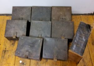 World War II - eight storage boxes, slope tops, one marked T L 31 A KSM 1940;   The Holy Bible,