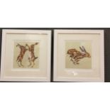 Nicole Fenwick, by and after, Boxing Hares, limited edition coloured print, 22/295, 27cm x 25cm;