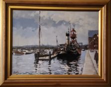 English School, 20th century, Harbour Quay, indistinctly signed, oil on board, 30cm x 40cm