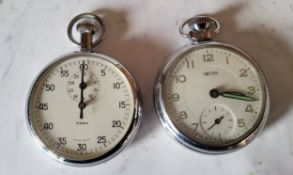 A Smiths chrome plated pocket watch, subsidiary seconds dial;   a Park stop watch (2)