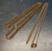 A 9ct gold rope necklace; a 9ct gold micro curb necklace total weight 9.59g