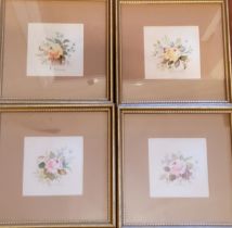 Michael Crawley (Royal Crown Derby Artist) A set of four, Flower Studies, signed, watercolours,