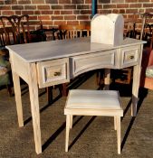 A contemporary limed oak dressing table, footstool and tissue box in excellent condition (3)