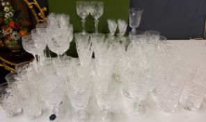 Cut Glass - 14 Harrod large wine glasses;  Stuart Crystal part drinking suite, for six,  comprising