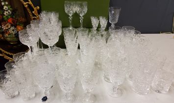 Cut Glass - 14 Harrod large wine glasses;  Stuart Crystal part drinking suite, for six,  comprising