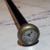 An early 20th century 'pocket watch' novelty walking cane, the chrome ball handle with watch,