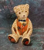 A Royal Crown Derby paperweight, Teddy Bear,  printed mark, gold stopper, boxed