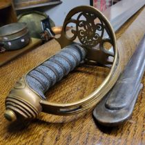 A Victorian 1845 pattern infantry officer's dress sword 'VR' monogrammed hand guard; another 19th