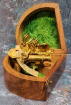 A 1/2 scale brass Sextant, ROSS of London, fitted wooden box, hinged cover