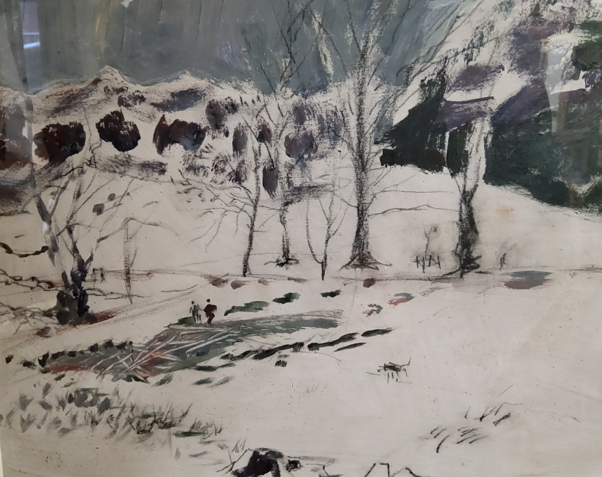 British Northern School, mid 20th century, Snowy Morning, 10cm x 15cm;  another, oil on paper, 18. - Image 3 of 4