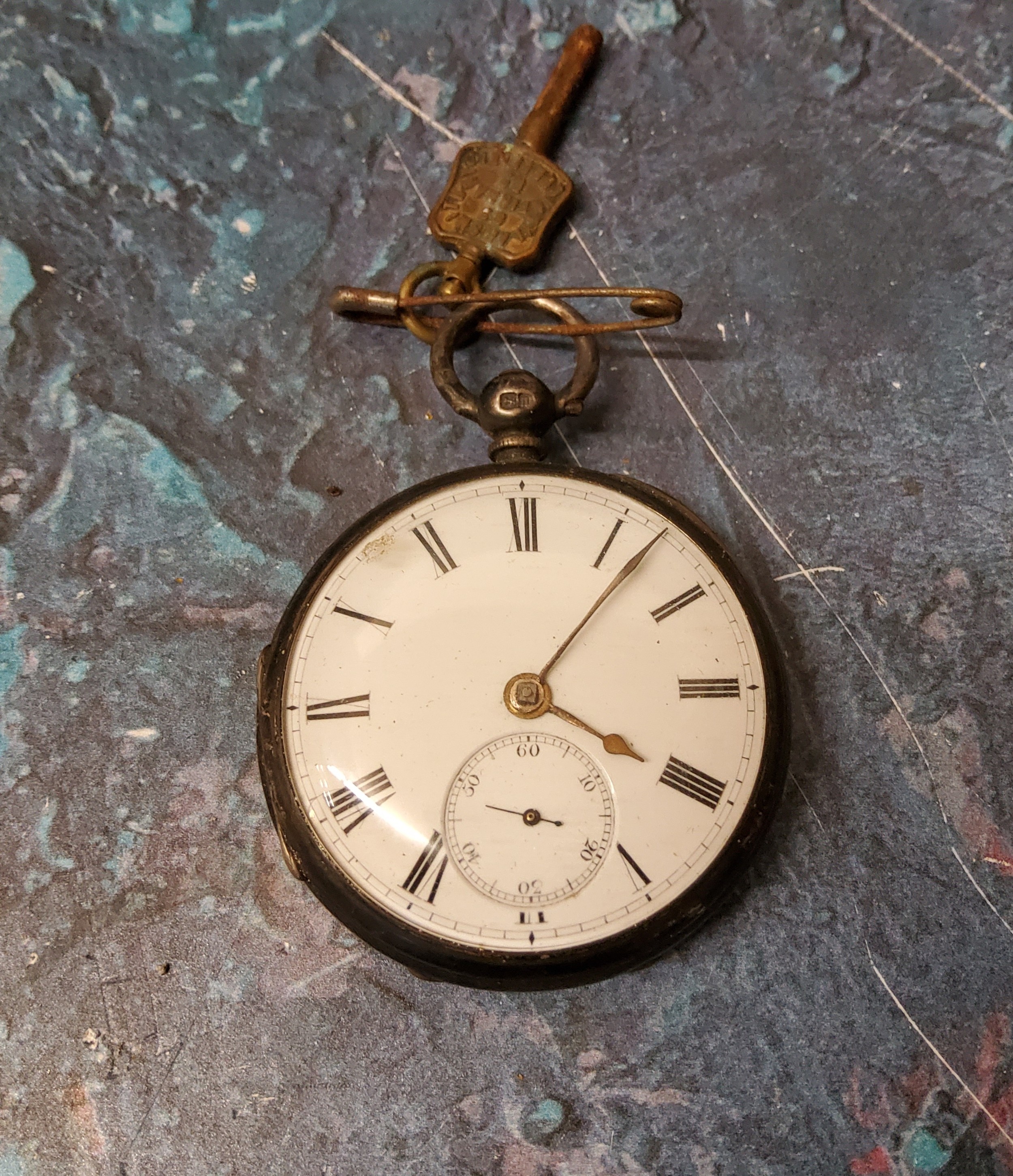 A silver open faced pocket watch, Roman numerals, subsidiary second dial, London 1868