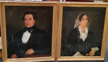 Victorian School, A pair, Portraits of Gentleman and his Wife, oil on canvas, 75cm x 62cm