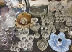 Glassware - cut glass bowls;  decanters;  early 20th century etched glass;  Victorian fancy clear
