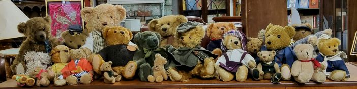 A collection of approximately twenty five Teddy bears, including Garrods, Channel Island Bears,