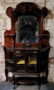 A Victorian ebonised mirror back side-cabinet, c. 1870
