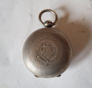 A Victorian silver sovereign case, engine turned, 3.25cm diam, Birmingham 1897