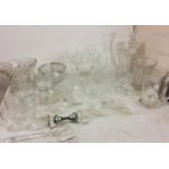 Glassware - decanters;  cut glass glasses;  vases;  rosebowl;  etc