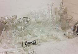 Glassware - decanters;  cut glass glasses;  vases;  rosebowl;  etc