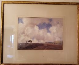 Joseph Henry Vignoles Fisher R.A (1864-1945) Ploughing on the South Downs, signed, titled to