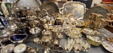 Plated Ware - gallery trays, tea services, candlesticks, goblets, campana shaped wine cooler,