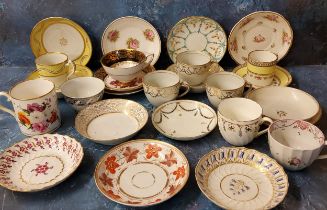 English Porcelain - early 19th century and later cups and saucers, including Newhall, Barr