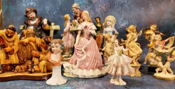 A German bisque figure, c.1900;  a Capo-di-Monte figure, of a Doll Pedler;  a Wegwood figure, The