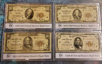 Bank Notes - A United States 1929 Federal Reserve $100 bill/ bank note in capsule; a 1929 $50