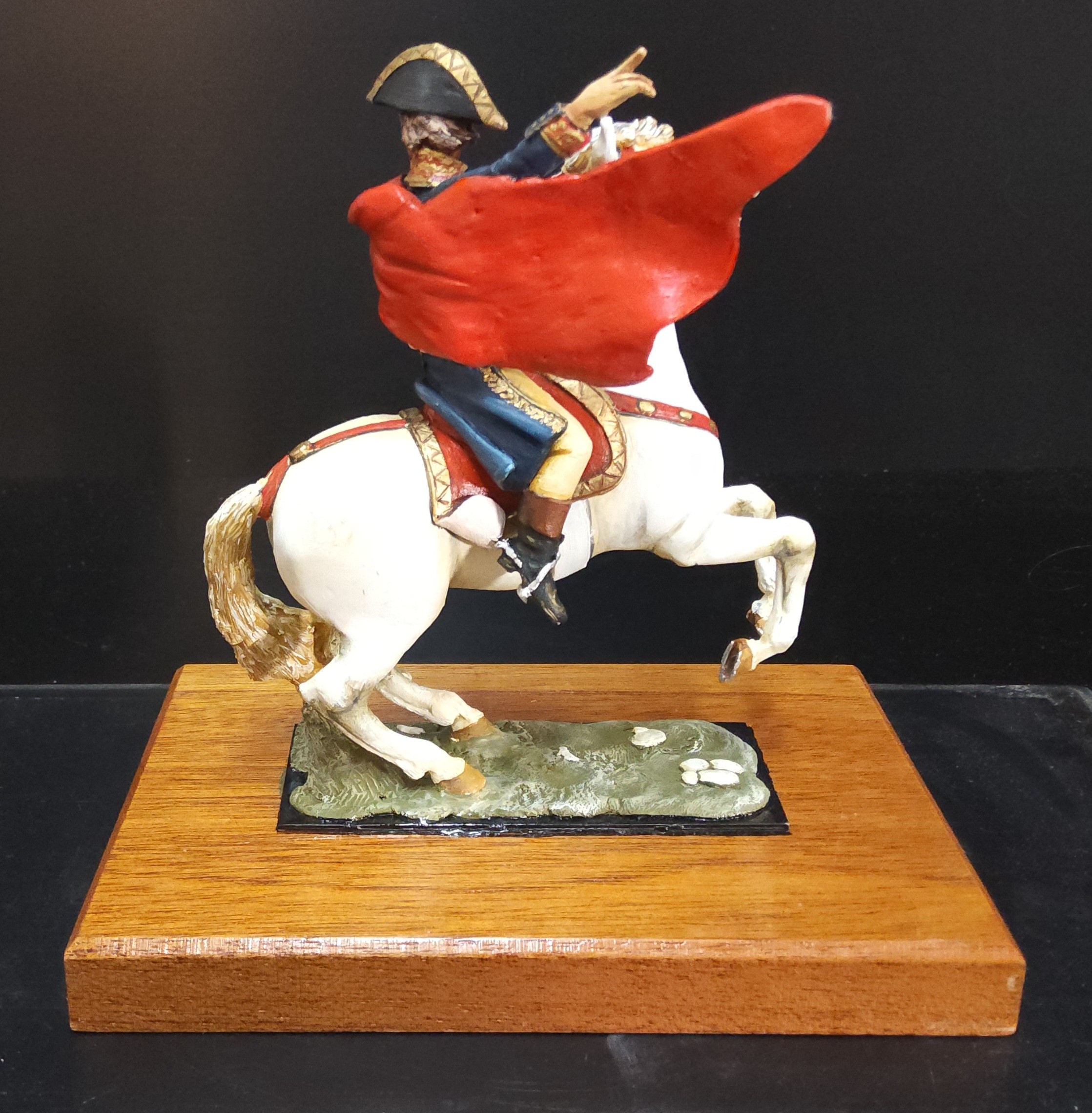 A handpainted die-cast figure of Napoleon on horseback based on the painting by Jacques-Louis David, - Image 2 of 3