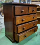 Miniature Furniture - an Edwardian oak chest, of two short and three long drawers, plinth base, 39cm