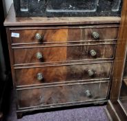 A George III mahogany commode chest, four blind drawer, brass turned handles, 70cm high, 67cm
