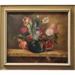 Dutch School, mid 20th century, Still Life, Flowers in a Vase, indistinctly signed, Demanf ?, oil on