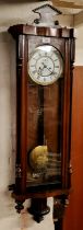 A 19th century walnut Vienna twin weight wall clock, by Gustav Becker, Roman numerals, twin