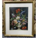 M*G* Davis, Still Life, Dutch Bouquet, signed, oil on board, 21cm x 17cm