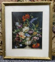 M*G* Davis, Still Life, Dutch Bouquet, signed, oil on board, 21cm x 17cm