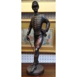 After Charles Anfie, a dark patinated bronze, French Soldier, 37cm high, signed