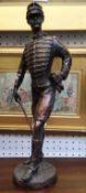 After Charles Anfie, a dark patinated bronze, French Soldier, 37cm high, signed