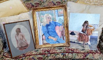 Impressionist School, Portrait of An elegant lady, signed P. Mann; Nude still life study and another