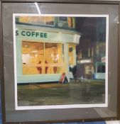 Reuben Colley (Bn.1976), The Coffee House, coloured print, signed in pencil, 117/250, Washington