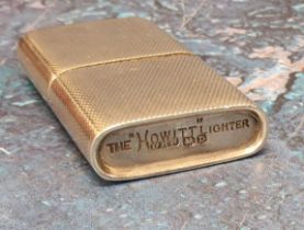 A silver petrol lighter, engine turned decoration, stamped,' The Howitt' , Dudley Russell Howitt,
