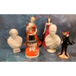 A Carlton Ware Mephisto Series figure, he stands, wearing a black cape, 11cm high, printed mark;