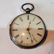 A Victorian silver open faced pocket watch, Roman numerals, subsidiary seconds dial, Chester 1861