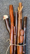 Walking Sticks - various, one with skull pommel, countryman's wading stick, etc (9)