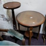 A contemporary mahogany circular occasional table, glass top, fluted legs, shelf stretcher, 55cm