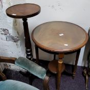 A contemporary mahogany circular occasional table, glass top, fluted legs, shelf stretcher, 55cm