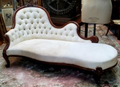 A Victorian walnut chaise lounge c.1860