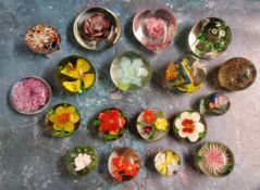 Paperweights - domed and cone, floral inclusions, 20th century