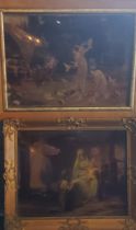 A Victorian crystoleum, of Madonna and the baby Jesus, 19cm x 24cm, framed;  another, lady with