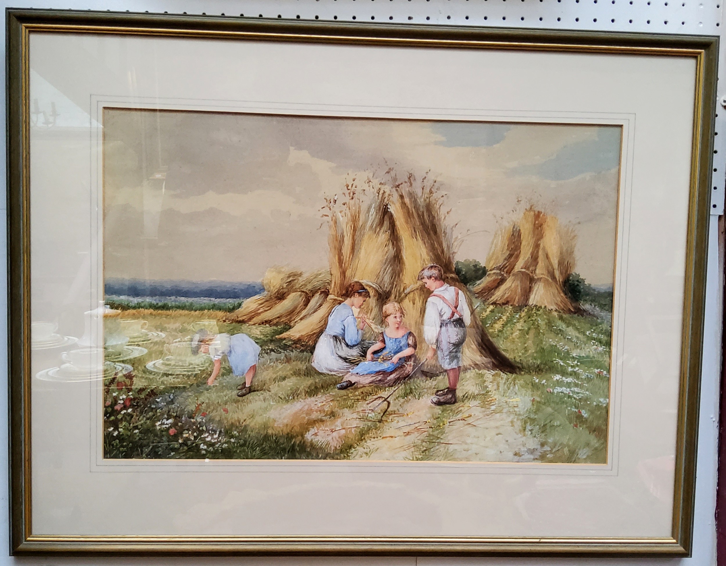 Manner of Miles Birkett Foster RWS (1825-1899) - 'Children Amongst The Hay', watercolour, 51cm x - Image 2 of 2