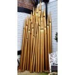 Ecclesiastical Interior Design - Approximately fifty gilded metal ecclesiastical organ pipes