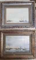 Michel Jamart (1922 2004), a pair, Sailing boats off the Coast, signed, oils on boards, 14cm x 20cm